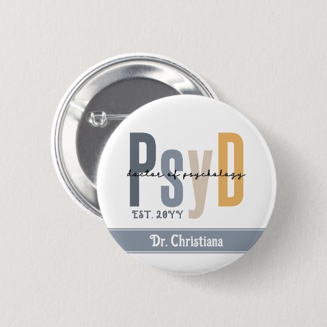Personalized PsyD Doctor of Psychology Graduation Button (Front & Back)