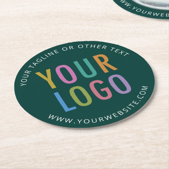 Personalized Pub Beer Coasters Custom Logo Green (Angled)