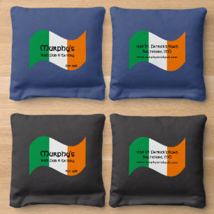 Personalized Pub & Eatery Irish Flag Shamrocks Cornhole Bags