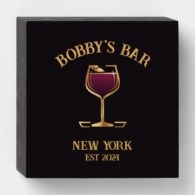 Personalized Pub Sign Bar Plaque with Custom Name (Front Horizontal)