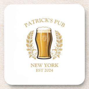 Personalized Pub Sign Beer Glass with Custom Name Beverage Coaster