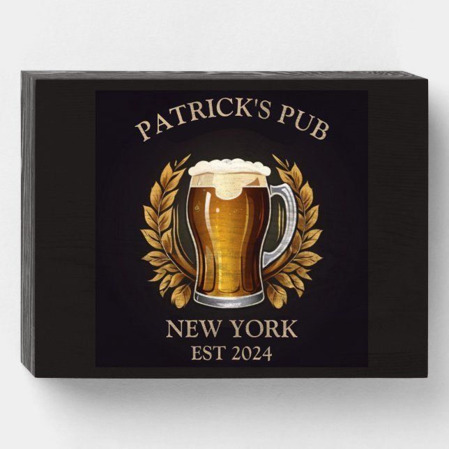 Personalized Pub Sign for Home Bar Beer Glass Logo (Front Horizontal)