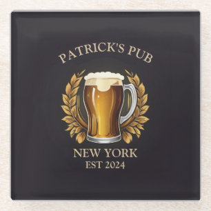 Personalized Pub Sign for Home Bar Beer Glass Logo Coaster