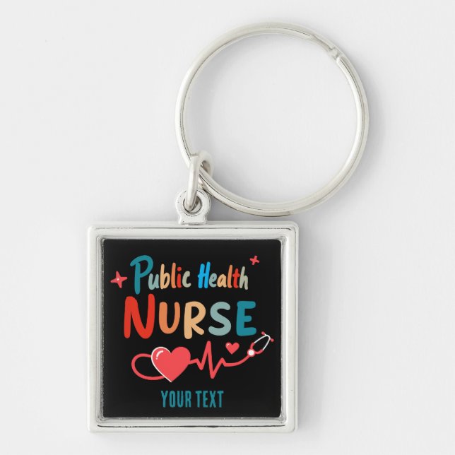Personalized Public health nurse RN gifts Keychain (Front)