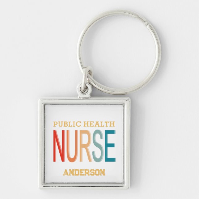 Personalized Public health nurse RN gifts Keychain (Front)