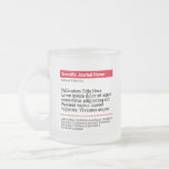 Personalized Publication Frosted Glass Mug - Red<br><div class="desc">A personalized gift to celebrate your published paper! The perfect gift for co-authors,  colleagues,  and academics who published a scientific paper. Customize with the scientific journal,  publication title,  authors and abstract.</div>
