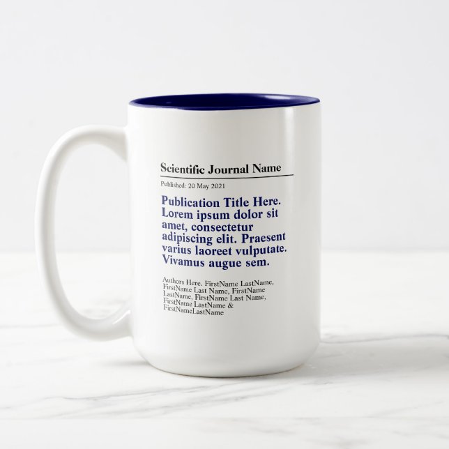 Personalized Publication Two-Tone 15oz Mug - Blue (Left)