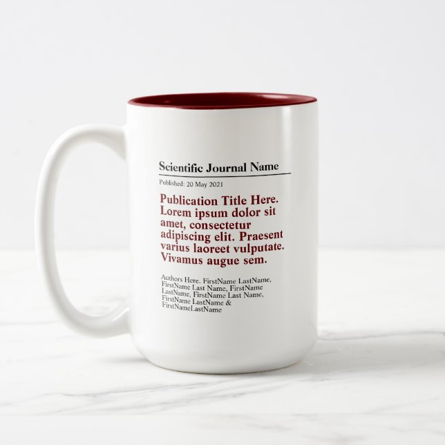 Personalized Publication Two-Tone 15oz Mug - Red (Left)