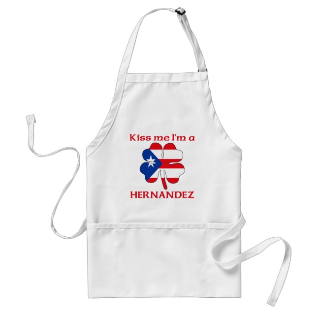 Personalized Puerto Rican Kiss Me I'm Hernandez Adult Apron (Front)