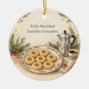 Personalized Puerto Rican Polvorones Recipe Family Ceramic Ornament