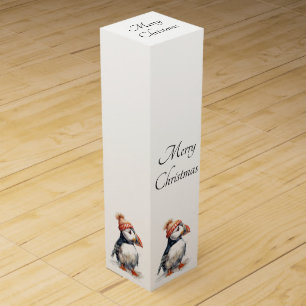 Personalized Puffin Christmas Wine Gift Box