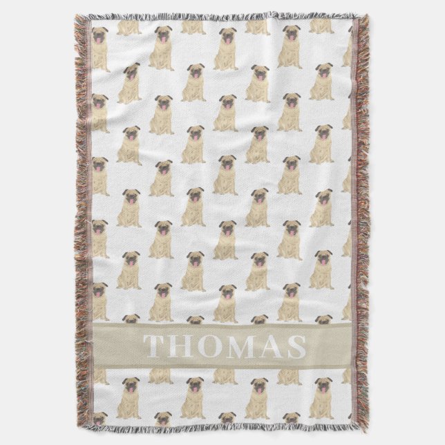 Personalized Pug Baby Blanket (Front Vertical)