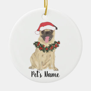 Personalized Pug Ceramic Ornament