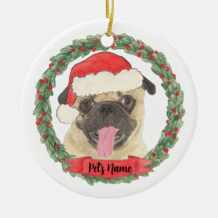 Personalized Pug Ceramic Ornament