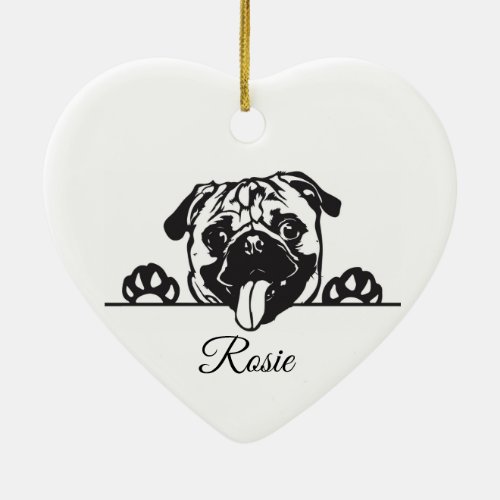 Personalized Pug Ceramic Ornament