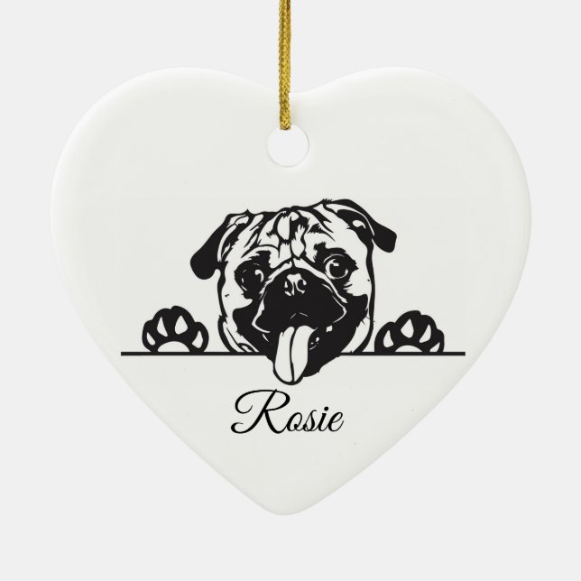 Personalized Pug Ceramic Ornament (Back)