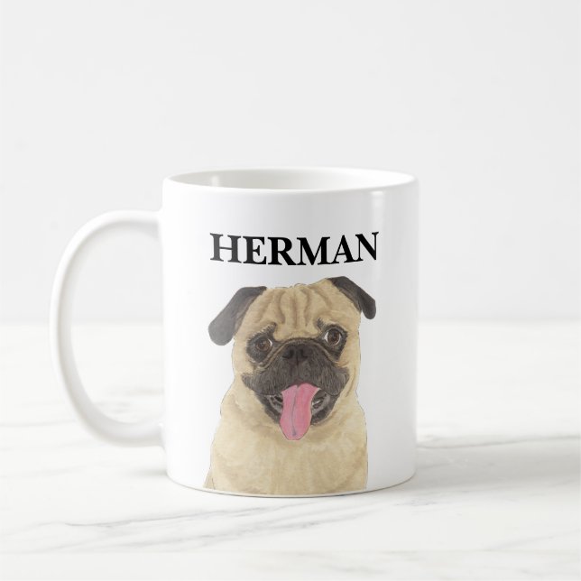 Personalized Pug Coffee Mug (Left)