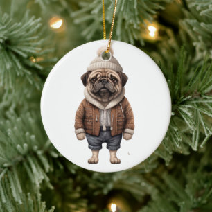 Personalized Pug Dog Ceramic Ornament