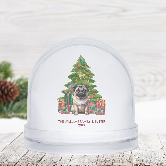 Personalized Pug Dog Christmas Snow Globe (Creator Uploaded)