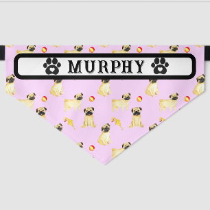 Personalized Pug Dog Pet Bandana Collar