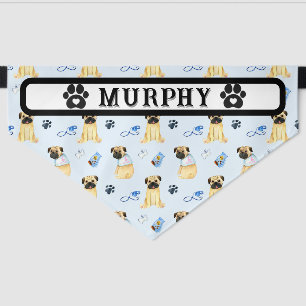 Personalized Pug Dog Pet Bandana Collar