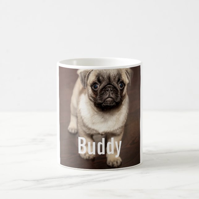 Personalized Pug Dog Photo and Your Pug Dog Name Coffee Mug (Center)