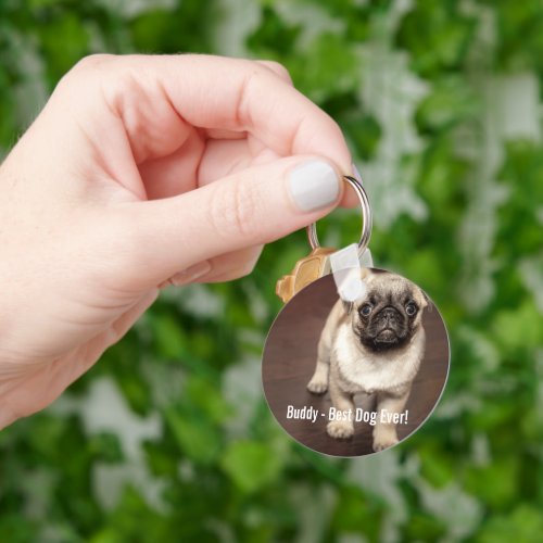 Personalized Pug Dog Photo and Your Pug Dog Name Keychain