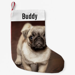 Personalized Pug Dog Photo and Your Pug Dog Name Small Christmas Stocking