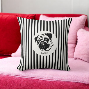 personalized pug dog  stylish trendy custom  throw pillow