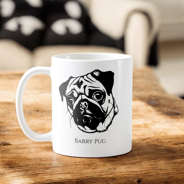 personalized pug dog trendy stylish custom  coffee mug (customizable pug coffee mug , trendy and stylish , add your own text to create a unique gift)