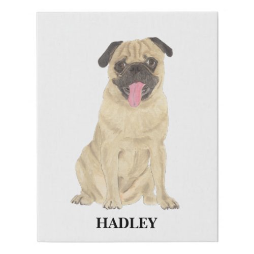 Personalized Pug Faux Canvas Print