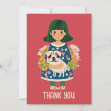 Personalized Pug Greeting Card | Boho Floral Card