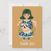 Personalized Pug Greeting Card | Boho Floral Card
