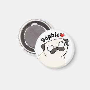 Personalized Pug Magnet, Custom Name Pug Magnet
