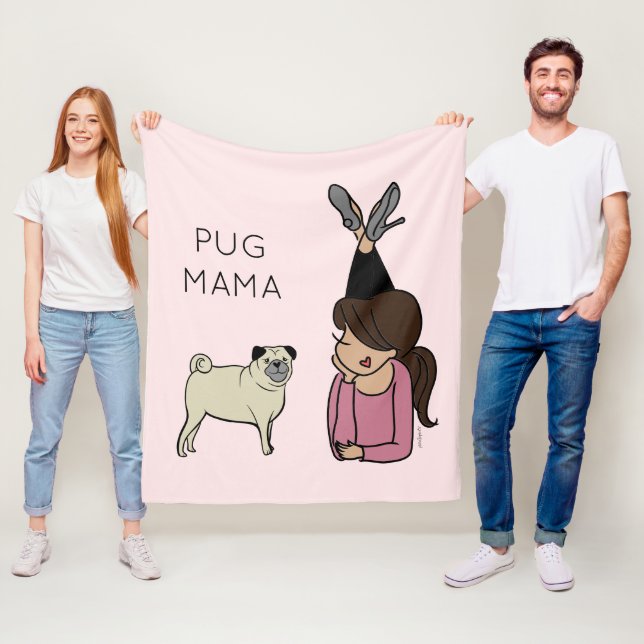 Personalized Pug Mama Fleece Blanket (In Situ)