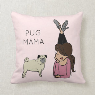 Black Novelty Gift Cushion Cover Personalised Any Name Pink Bow Pug 