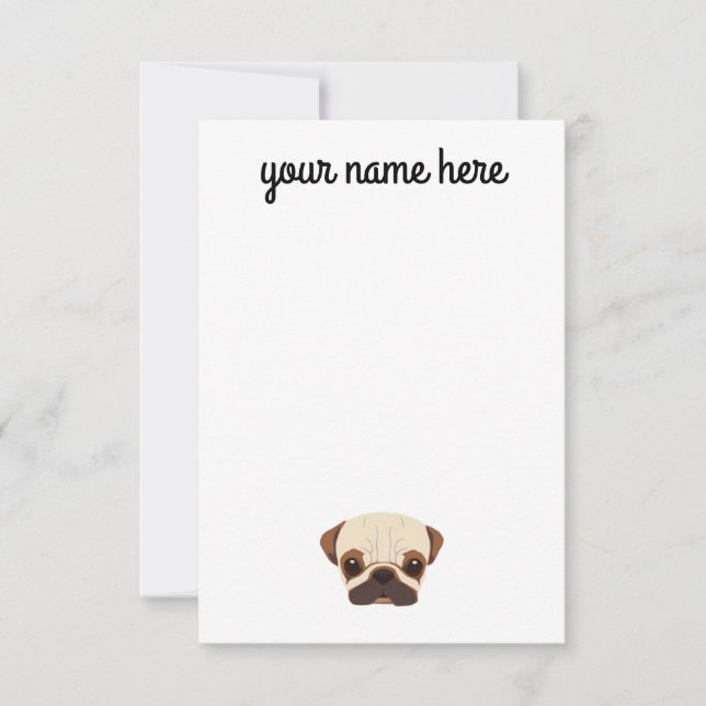 Personalized Pug Notecards (Front)