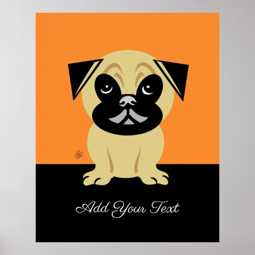 Personalized Pug On Orange Background Poster