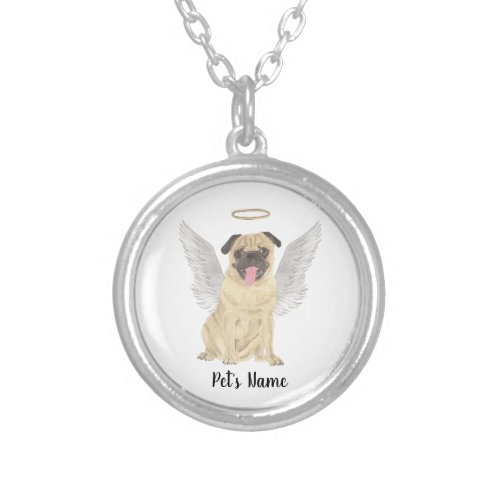 Personalized Pug Sympathy Memorial Silver Plated Necklace