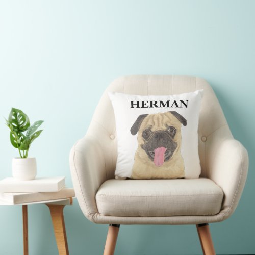 Personalized Pug Throw Pillow