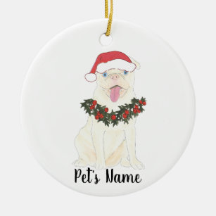 Personalized Pug (White) Ceramic Ornament