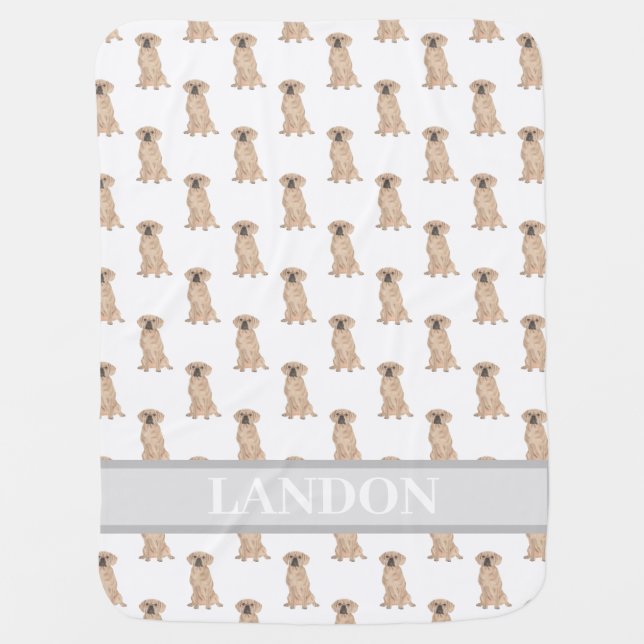 Personalized Puggle Baby Blanket (Front)