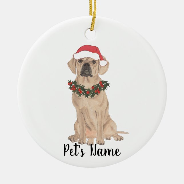 Personalized Puggle Ceramic Ornament (Front)