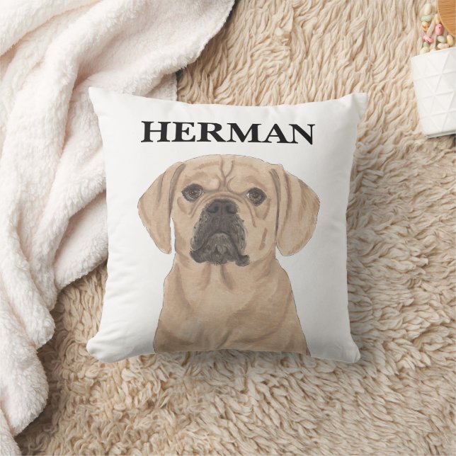 Personalized Puggle Reversible Throw Pillow (Blanket)