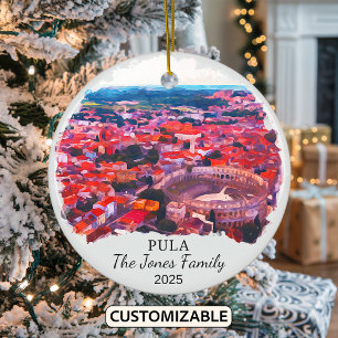 Personalized Pula Ornament, Croatia Ceramic Ornament