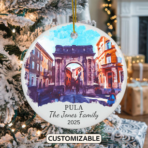 Personalized Pula Ornament, Croatia Ceramic Ornament