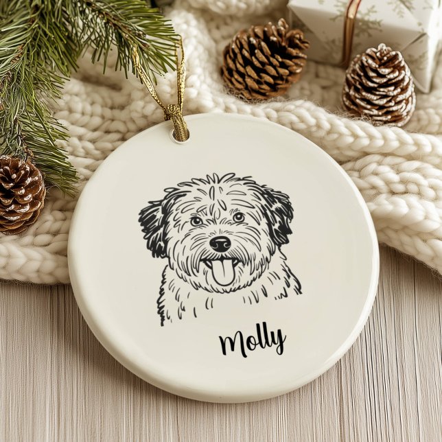 Personalized Puli Dog Christmas Ceramic Ornament (Creator Uploaded)