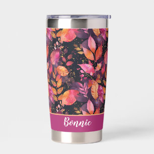 Personalized Pumpkin and Flowers Fall Pattern Insulated Tumbler
