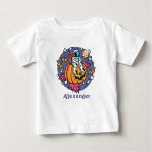 Personalized Pumpkin Astronaut Halloween Baby T-Shirt