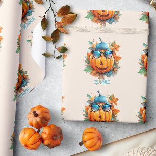 Personalized Pumpkin Autumn Halloween Gift Wrapping Paper